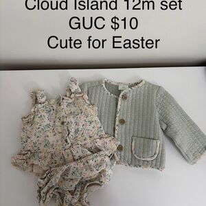 Cloud Island Floral Baby Set in Green and Pink